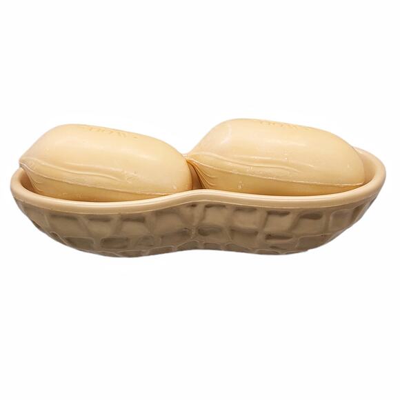 Vintage 70s/80s Planters Mr. Peanut Nutty Soap Dish 2 Peanut Shaped Soaps NOS - Picture 2 of 9